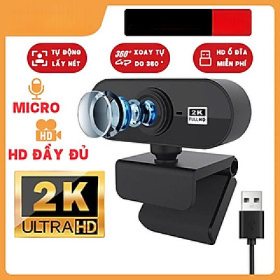 Webcam Cho Máy Tính PC Laptop 2K FullHD Kèm Mic Tích Hợp Micro To Rõ Cho Cuộc Gọi Video Call Zoom Góc Siêu Rộng New Chất Lượng Cao Để Live Stream Học Online Hàng Nhập Khẩu